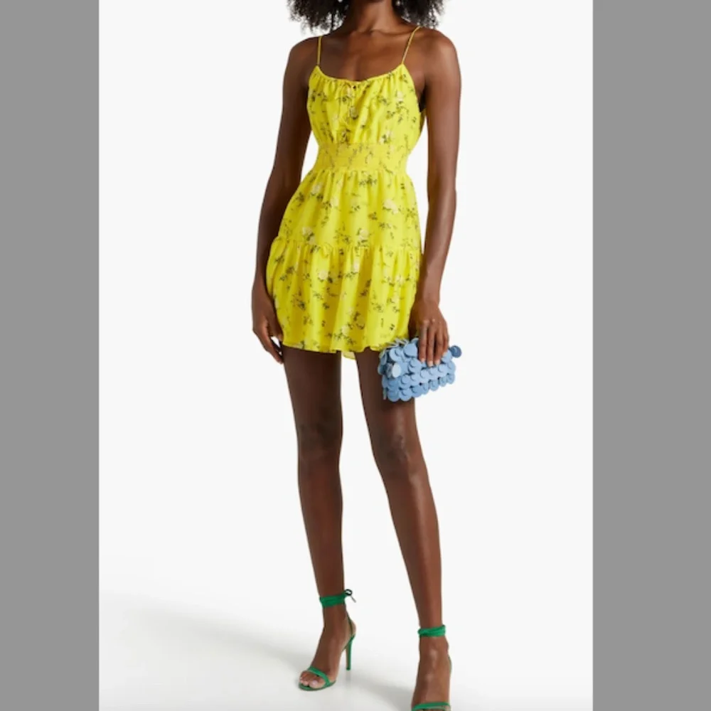 Alice + Olivia Lai smocked floral-print cotton and silk-blend voile mini dress - Picture 2 of 5